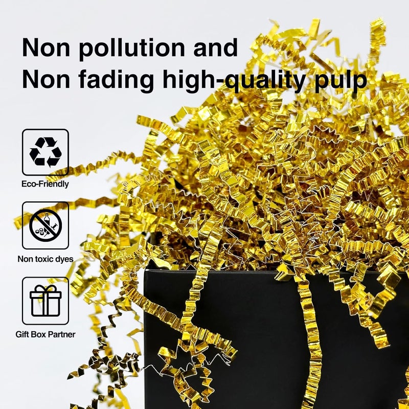 Corlcol 200g (7oz) Crinkle paper Filler for Gift Box Bag and Basket(Gold) - Image 2
